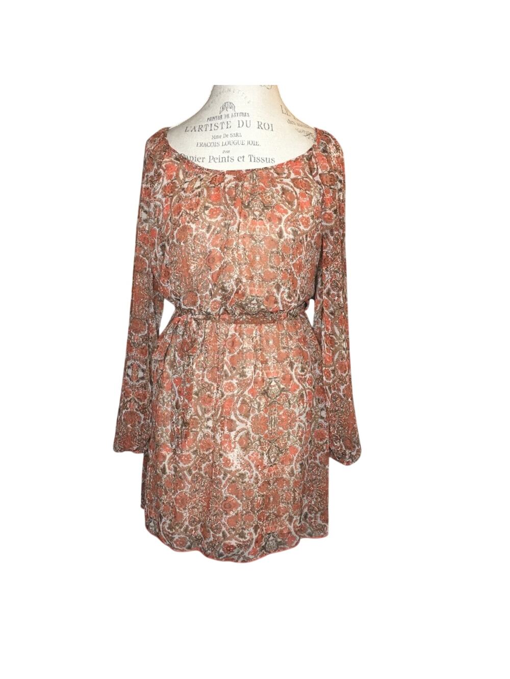 Accidentally In Love Long Sleeve Dress In Orange Paisley Women's Size Medium
